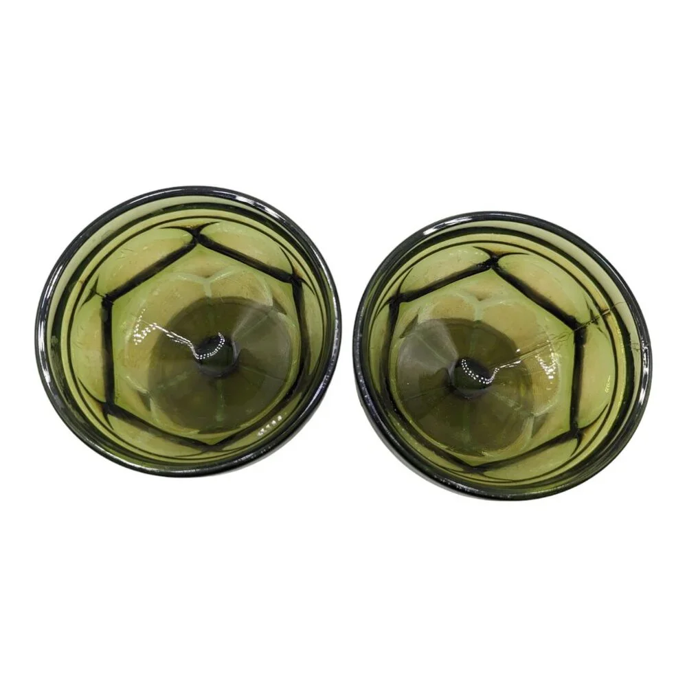 Green Indiana Glass Company Set of 2 Dessert Sherbet Goblets 3.25